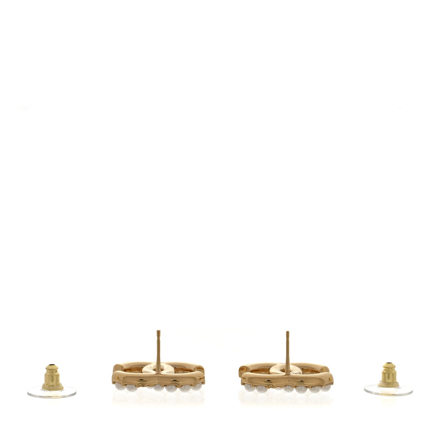 Chanel Metal Crystal Pearl CC Earrings Gold 3 of 5