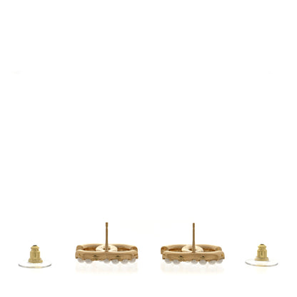 Chanel Metal Crystal Pearl CC Earrings Gold 3 of 5