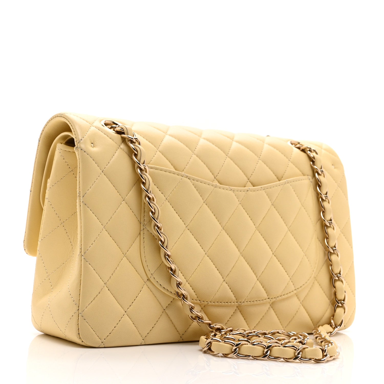 Chanel Lambskin Quilted Medium Double Flap Yellow 3 of 11