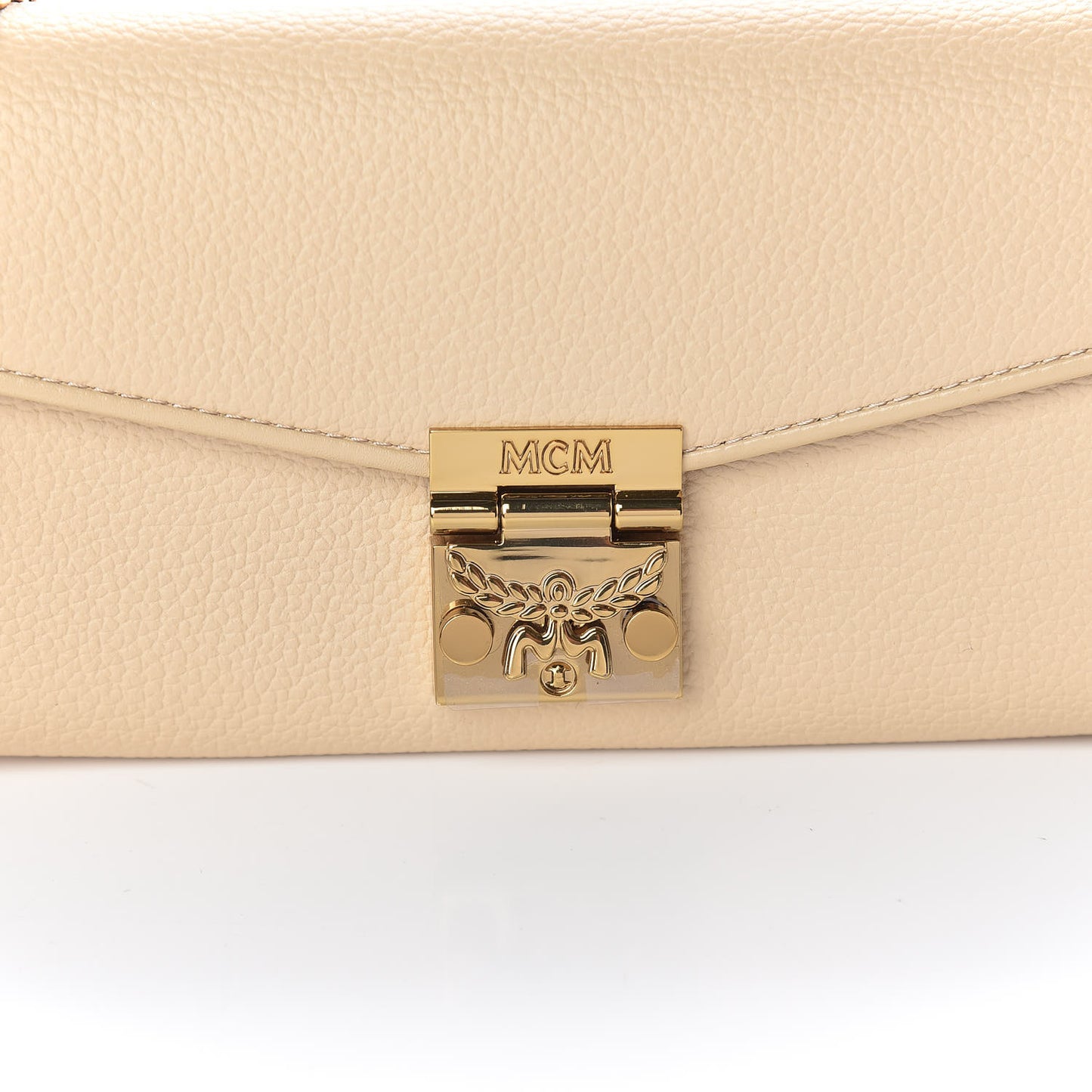 Calfskin Large Patricia Wallet On Chain Beige