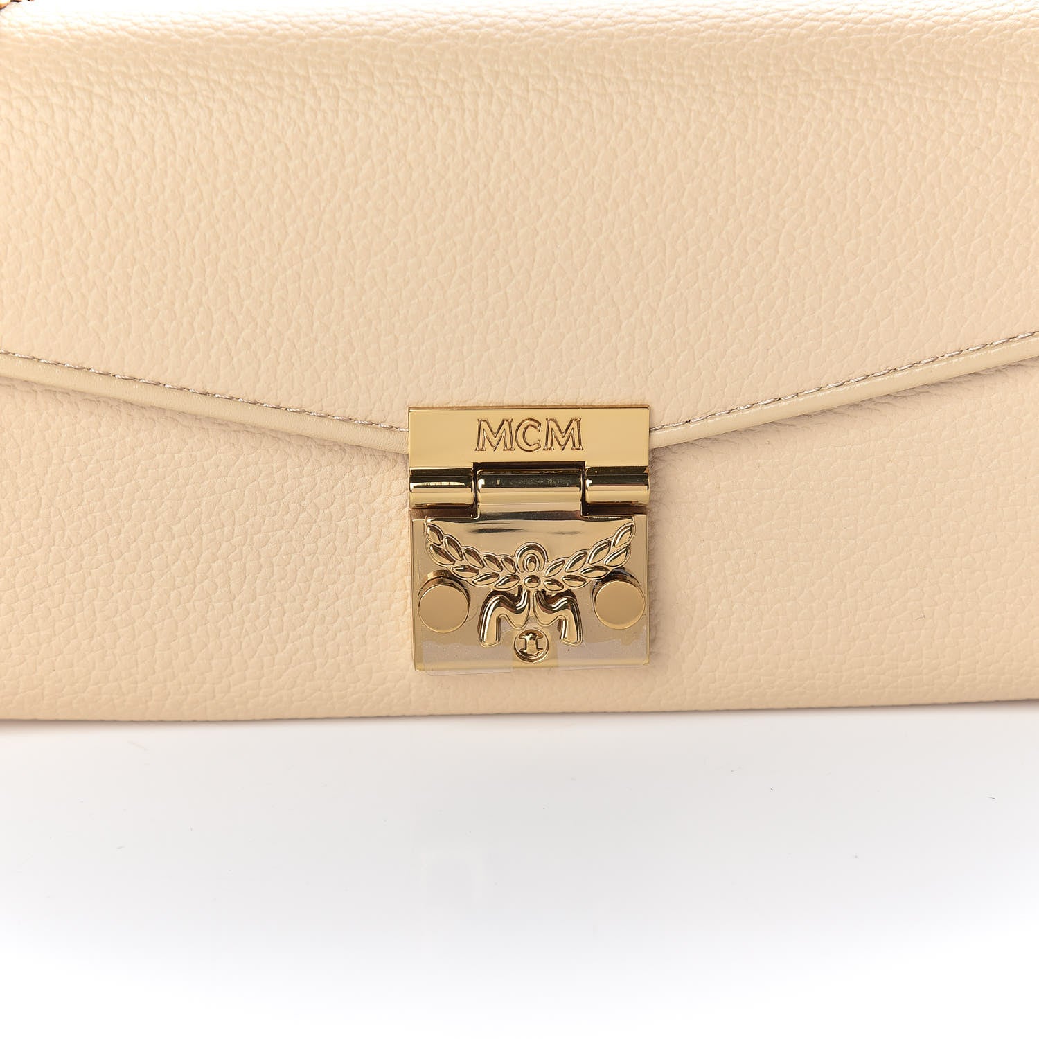 MCM Calfskin Large Patricia Wallet On Chain Beige 9 of 10