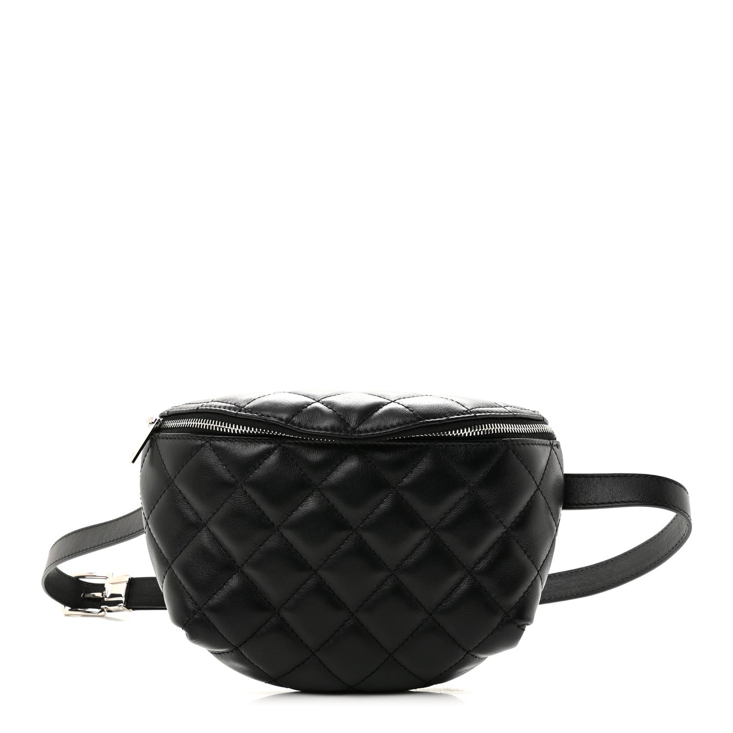 Calfskin Quilted Waist Belt Bag Black