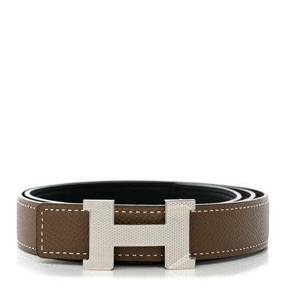 Hermes Epsom Swift 24mm Mini Constance Guilloche H Belt 75 30 Etoupe Black 1 of 9
