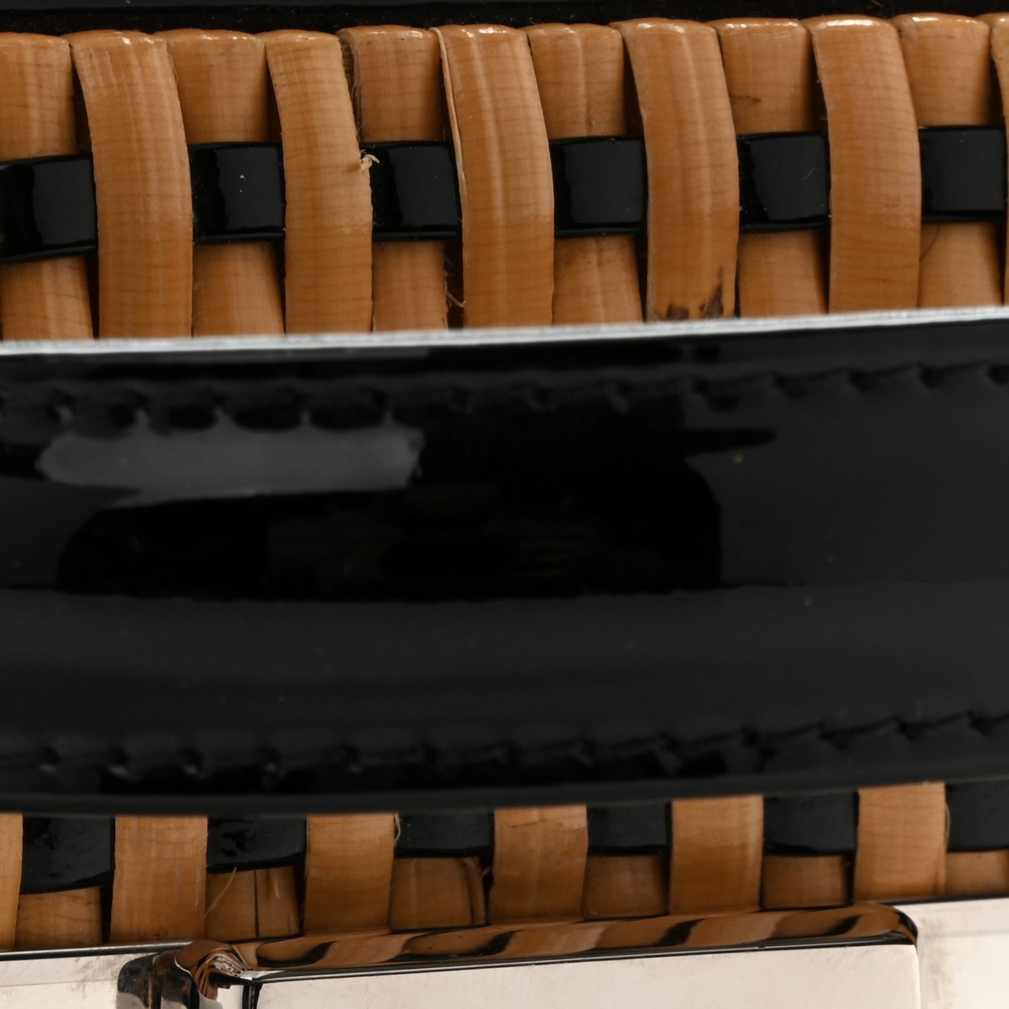 Raffia Patent Small CC Filigree Vanity Case Black
