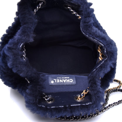 Chanel Shearling Small Gabrielle Backpack Navy 4 of 10