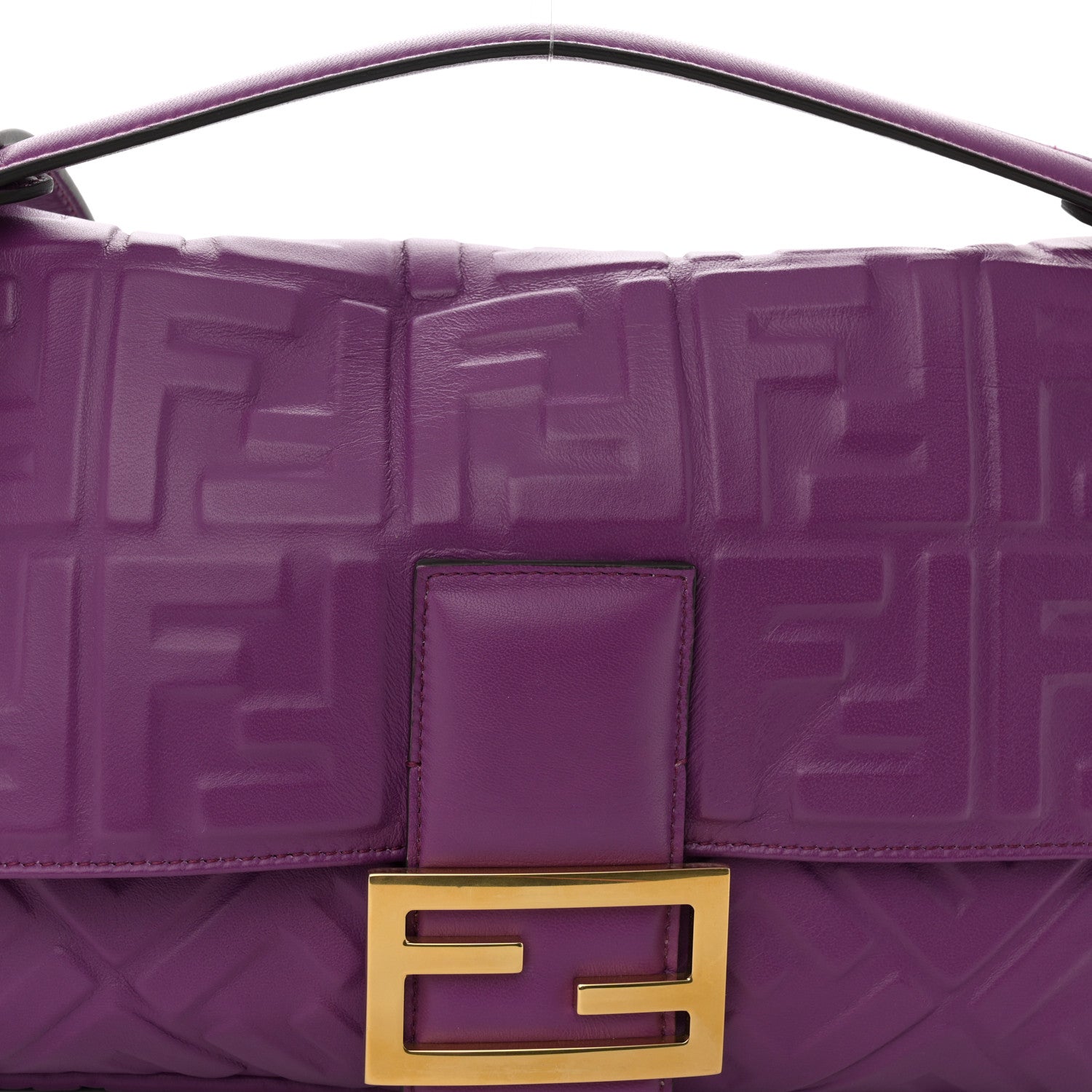 Fendi Nappa FF 1974 Embossed Large Baguette Lilla 7 of 10