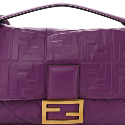Fendi Nappa FF 1974 Embossed Large Baguette Lilla 7 of 10