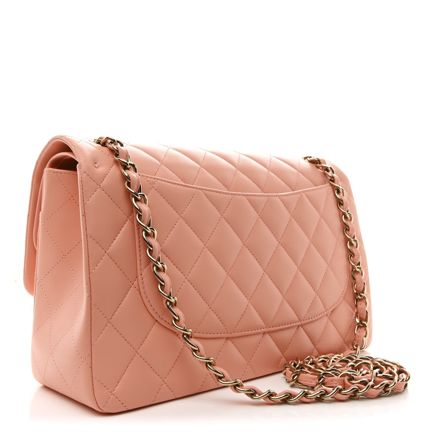 Lambskin Quilted Jumbo Double Flap Pink