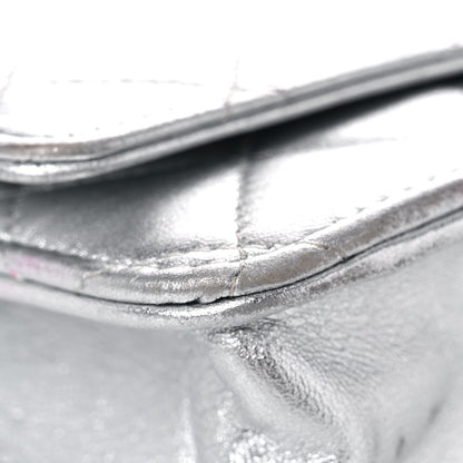 Chanel Metallic Lambskin Quilted Wallet On Chain WOC Silver 8 of 26