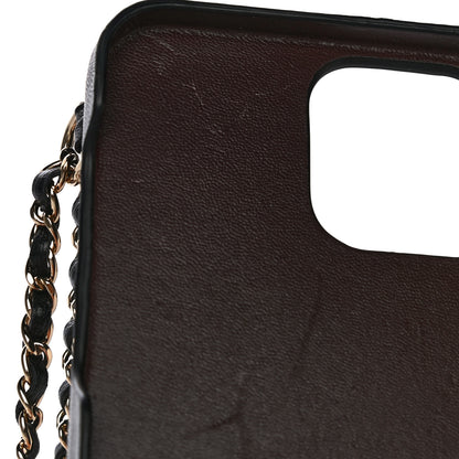 Chanel Lambskin Quilted iPhone XII Max Case With Chain Black 10 of 11