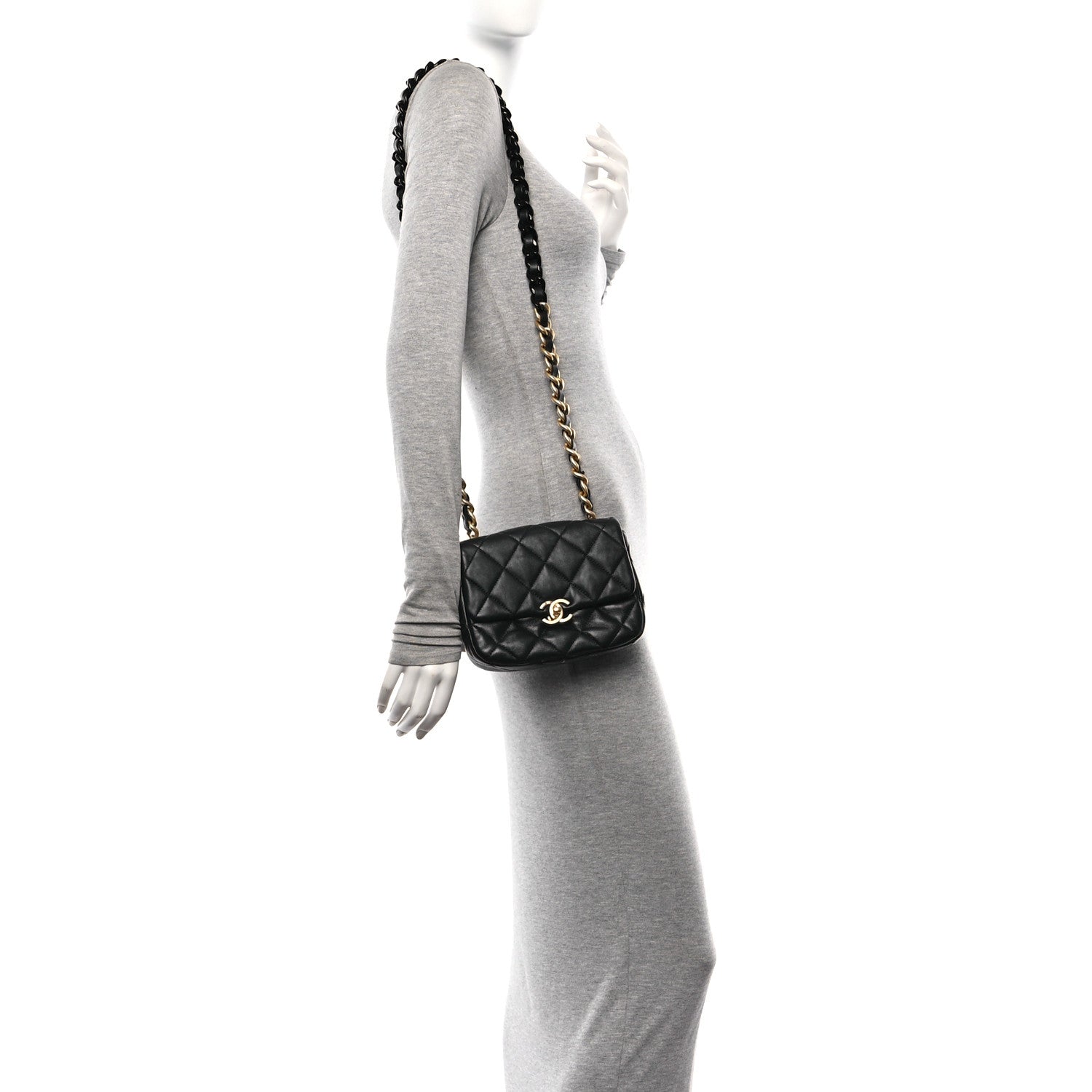 Chanel Lambskin Quilted Mini Lacquered Chain Flap Black 2 of 10