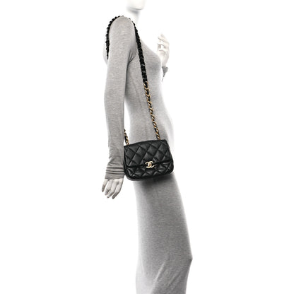 Chanel Lambskin Quilted Mini Lacquered Chain Flap Black 2 of 10