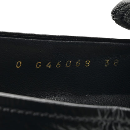 Chanel Shiny Calfskin Logo Loafers 38 Black 8 of 9
