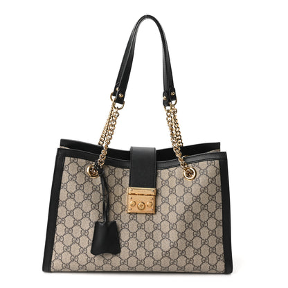 Gucci GG Supreme Monogram Medium Padlock Tote Black 1 of 10