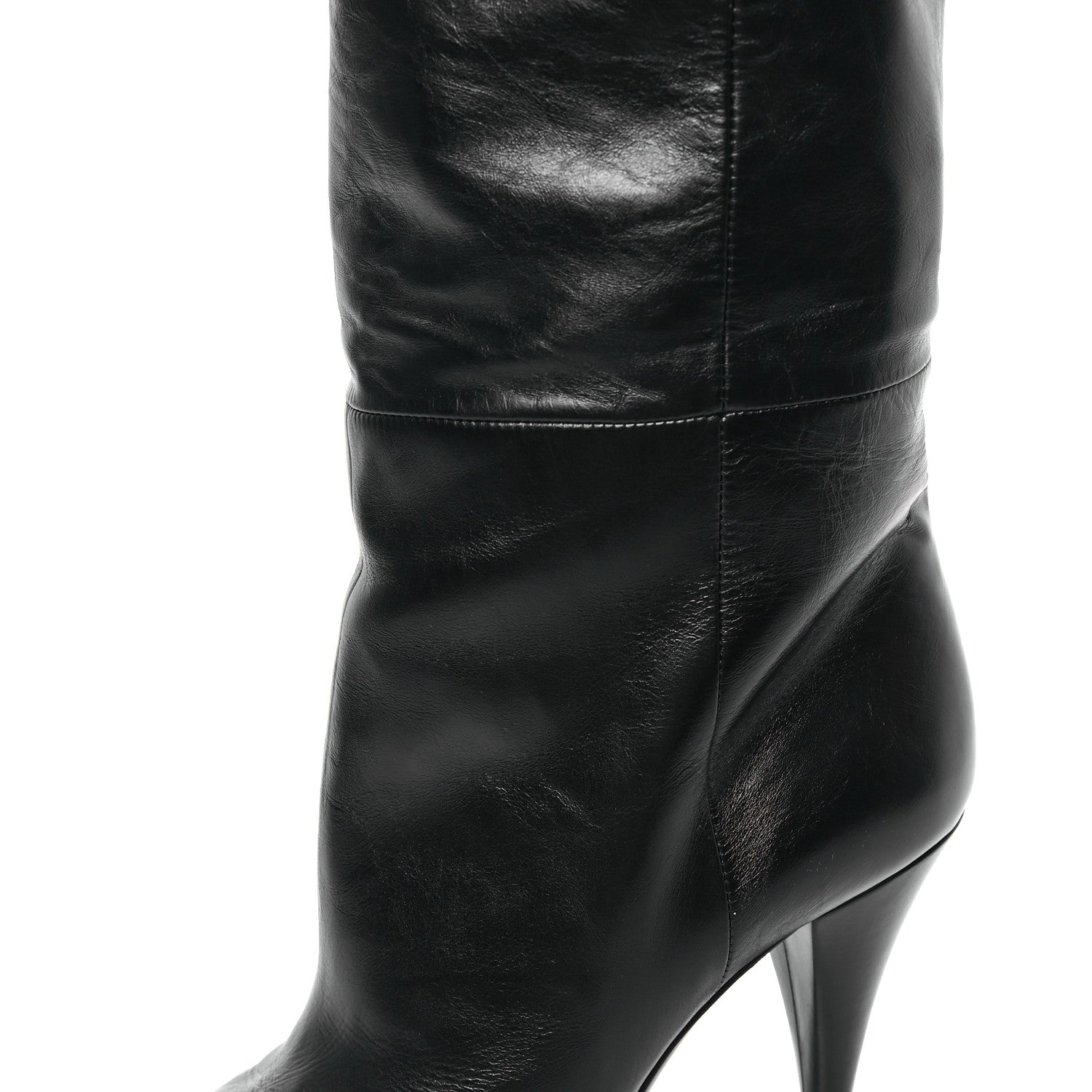 Saint Laurent Calfskin Kiki 100 Over The Knee Boots 37.5 Black 8 of 8