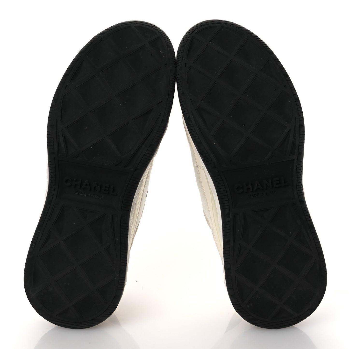 Velvet Calfskin Mixed Fibers CC Sneakers 36 Ivory Black