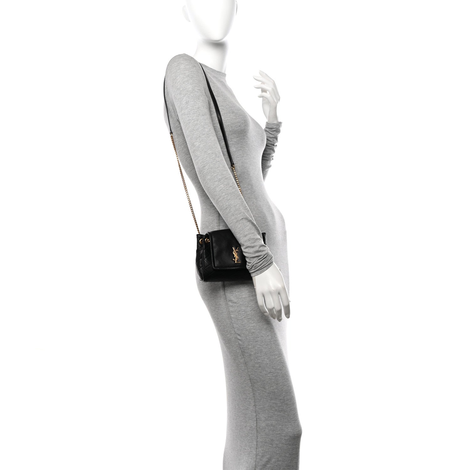 Saint Laurent Lambskin Quilted Monogram Mini Nolita Black 2 of 10