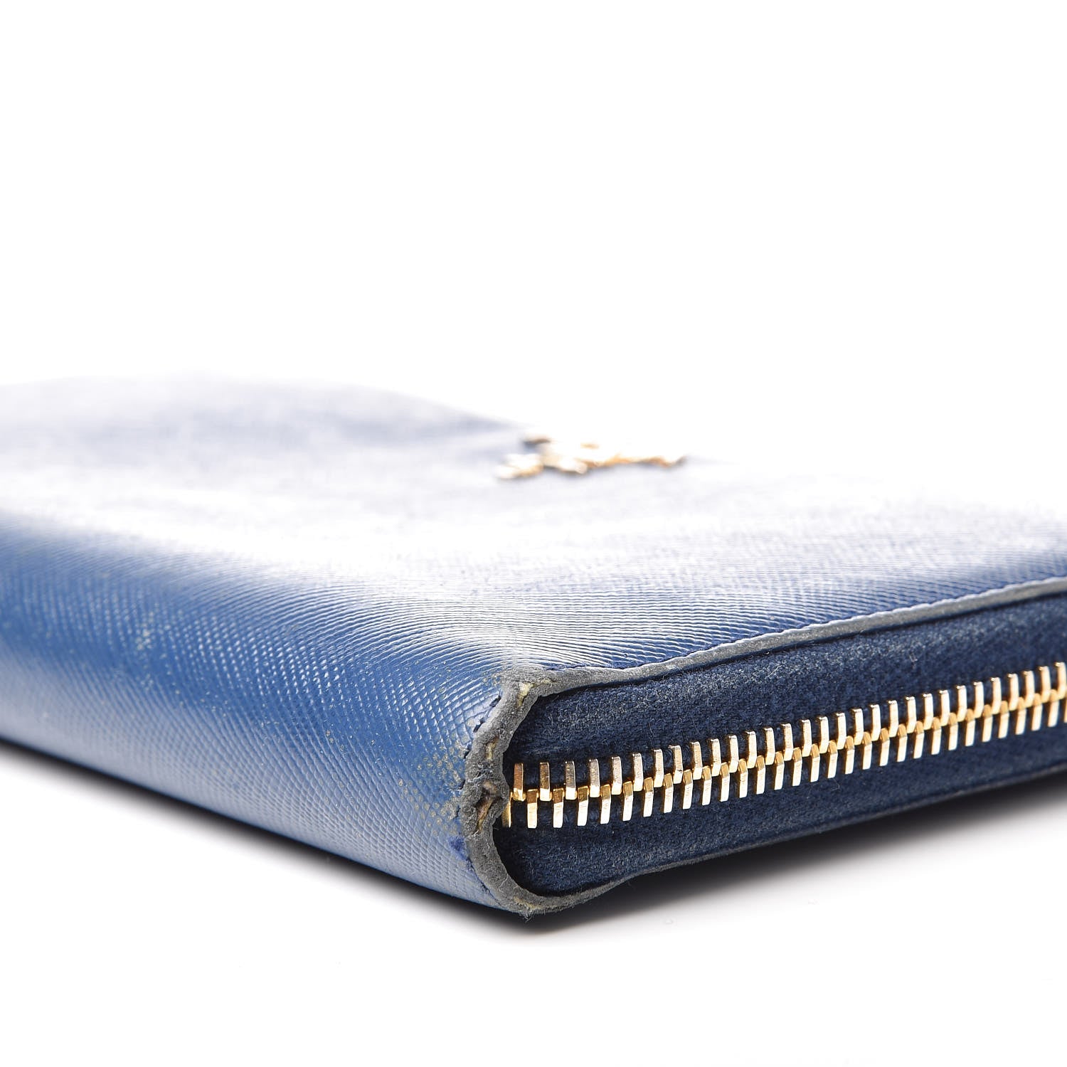Prada Saffiano Metal Zip Around Wallet Bleuette 10 of 18