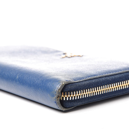 Prada Saffiano Metal Zip Around Wallet Bleuette 10 of 18