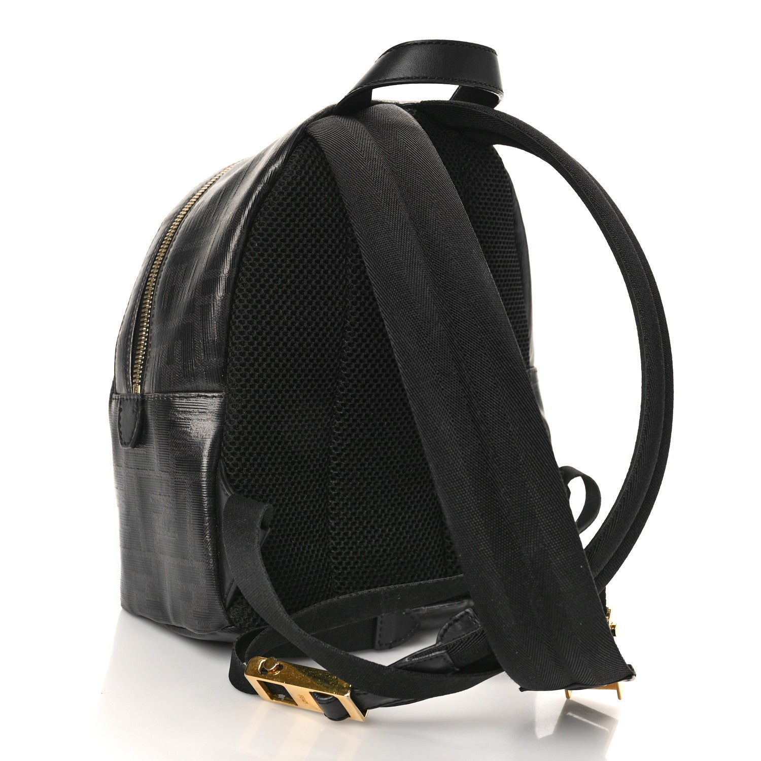 Fendi X FILA Glazed Fabric Vitello Century FF 1974 Mania Mini Backpack Black White 3 of 8
