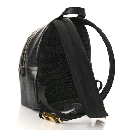 Fendi X FILA Glazed Fabric Vitello Century FF 1974 Mania Mini Backpack Black White 3 of 8