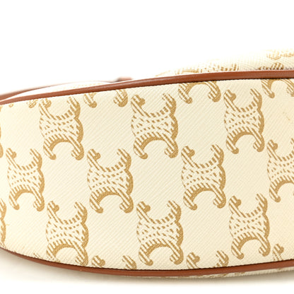 Celine Canvas Calfskin Ava Triomphe Shoulder Bag White 9 of 12