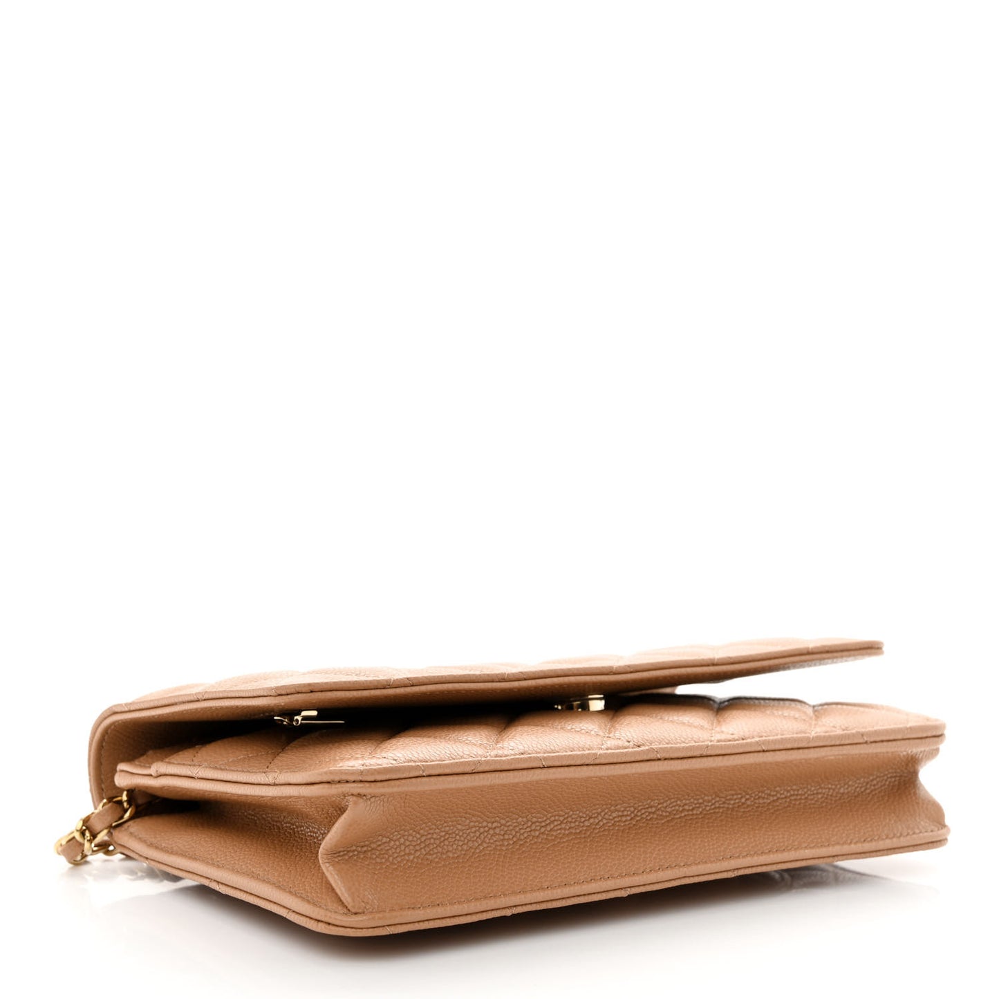 Caviar Quilted Wallet on Chain WOC Dark Beige