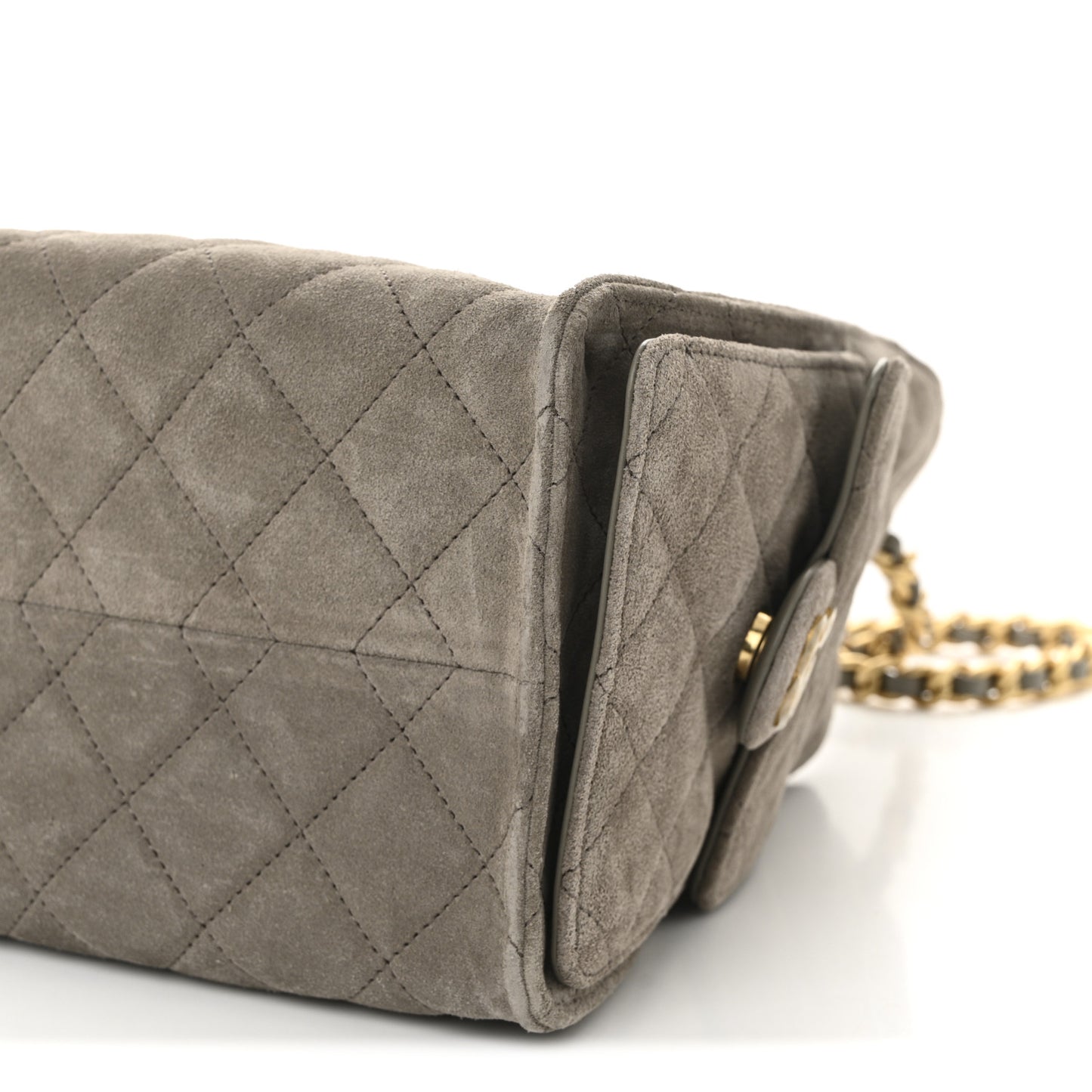 Suede Quilted Small Chanel 25 Handbag Dark Grey