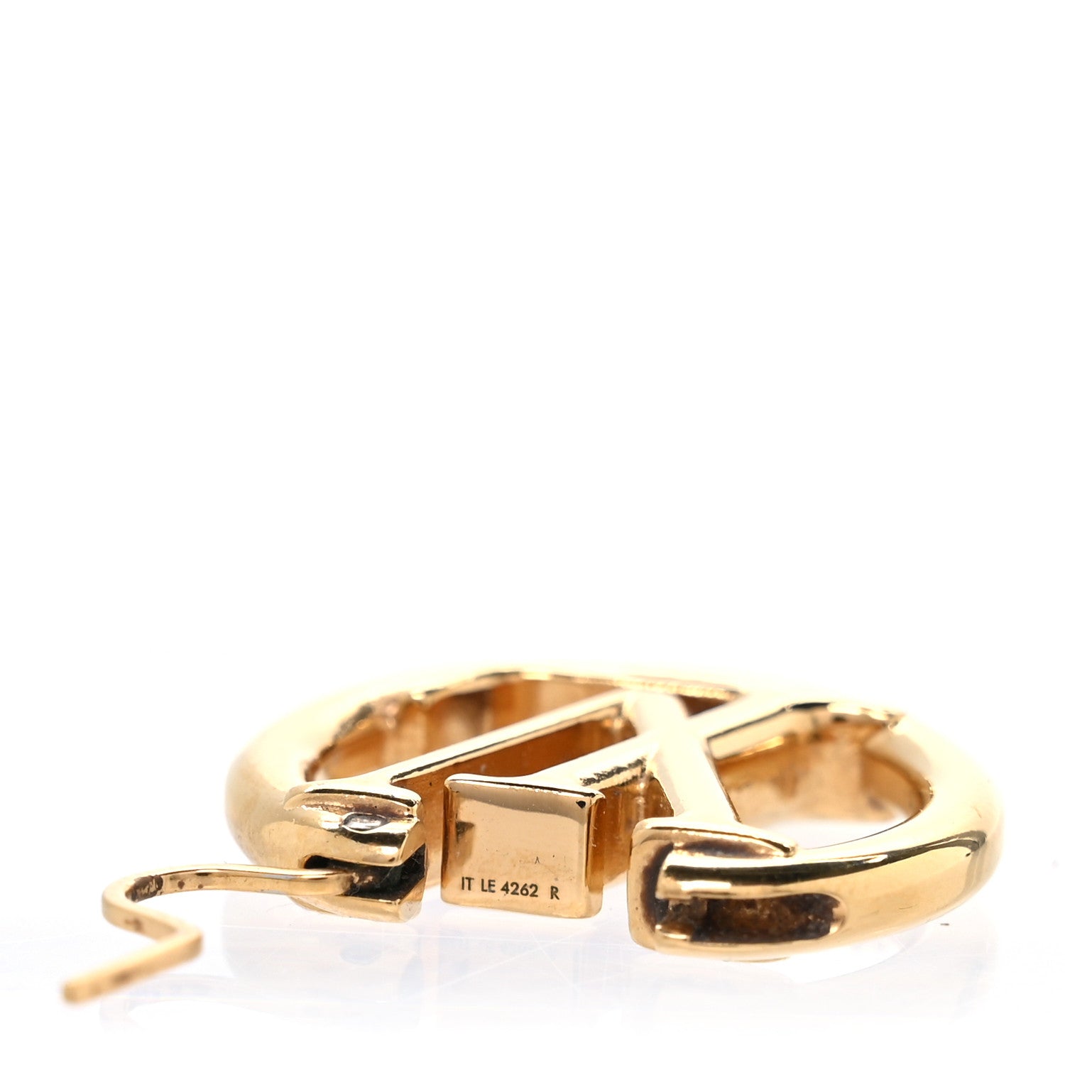 Louis Vuitton Metal Small Louise Hoop Earrings Gold 4 of 5