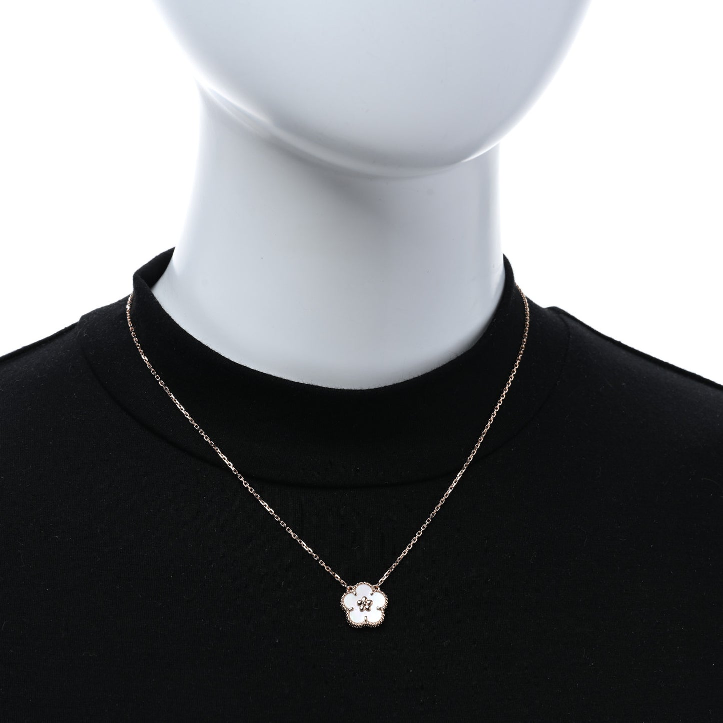 18K Rose Gold Mother Of Pearl Lucky Spring Plum Blossom Necklace