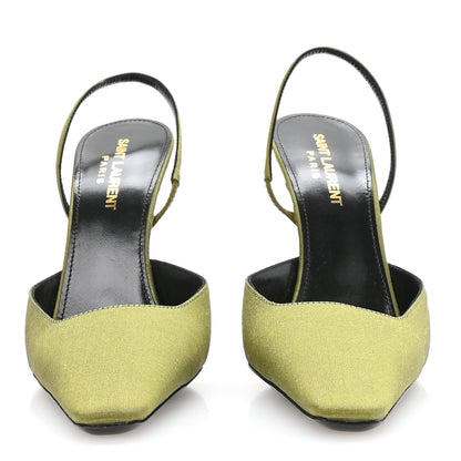 Saint Laurent Crepe De Chine Blade 105 Slingback Pumps 37.5 Lime 5 of 18