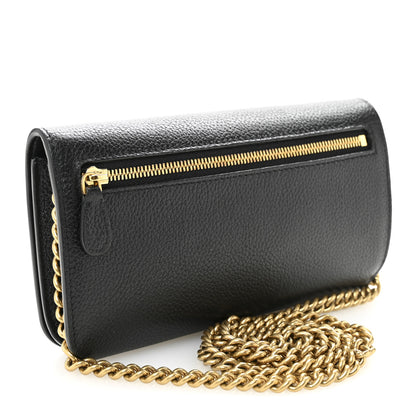 Balenciaga Grained Calfskin Logo Cash Phone Holder Wallet On Chain Black White 3 of 9