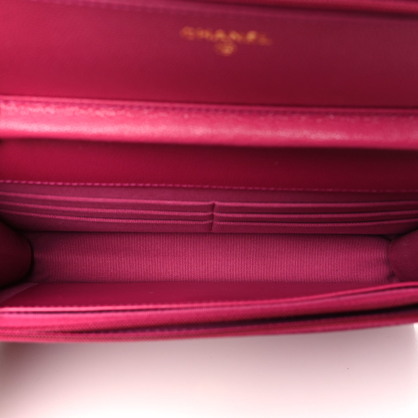 Caviar Quilted Wallet on Chain WOC Fuchsia