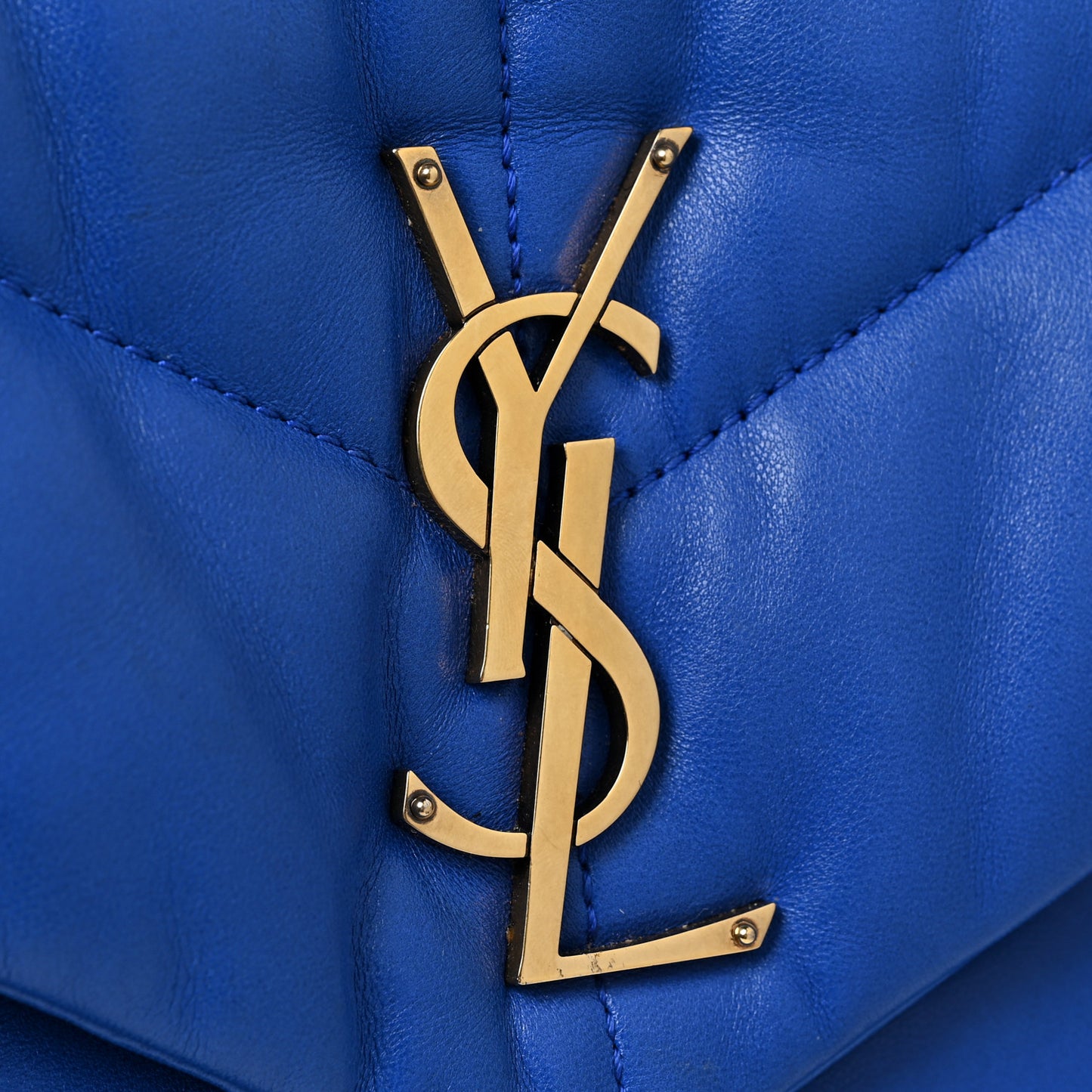 Lambskin Quilted Small Loulou Puffer Monogram Chain Satchel Majorele Blue