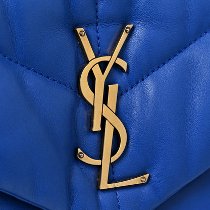 Saint Laurent Lambskin Quilted Small Loulou Puffer Monogram Chain Satchel Majorele Blue 18 of 19