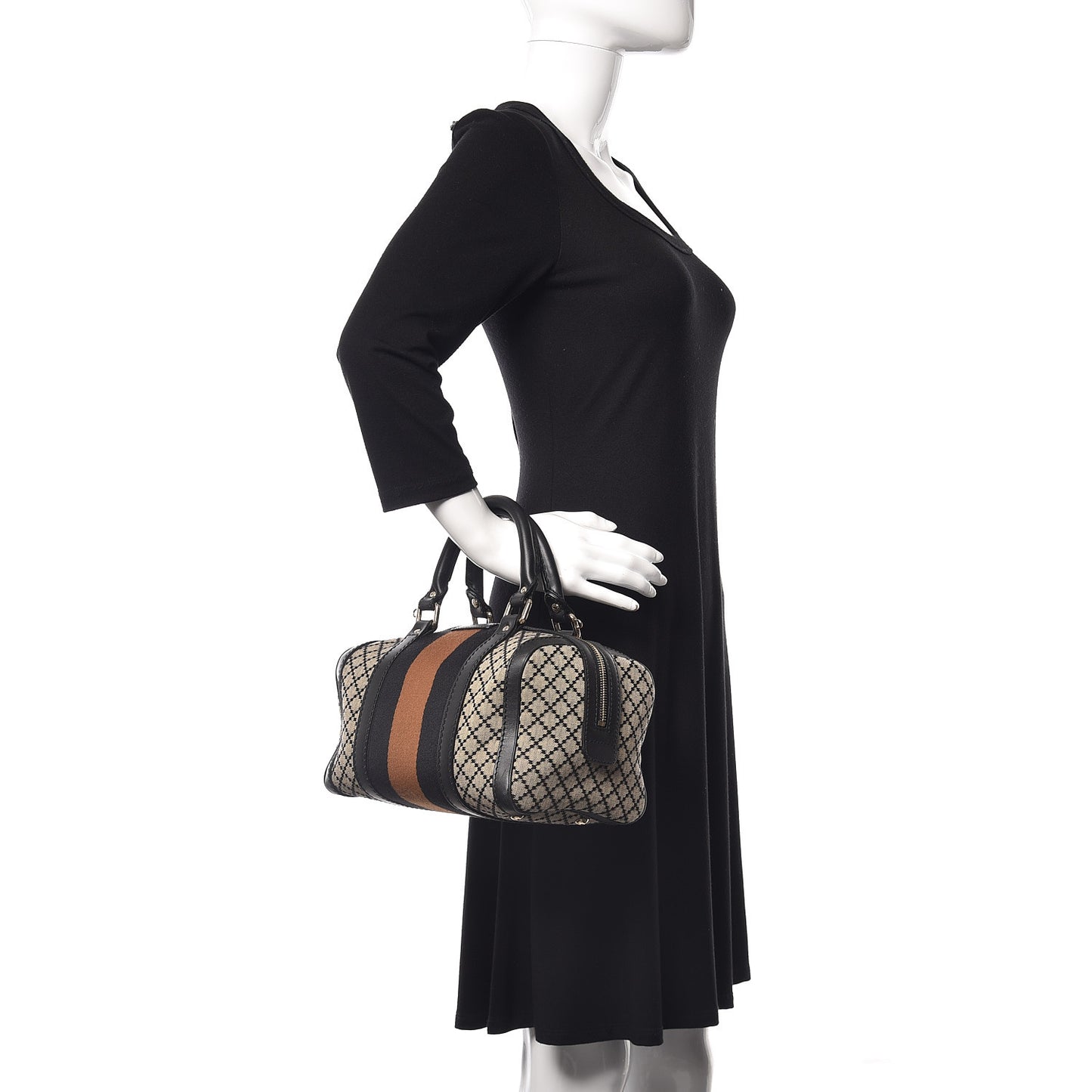 Diamante Vintage Web Small Boston Black