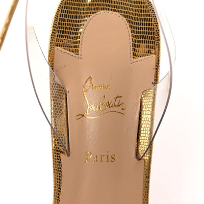 Christian Louboutin Nappa PVC Jonatina 100 Sandals 40.5 Gold 5 of 7