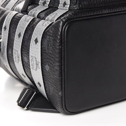 MCM Metallic Visetos Striped Medium Stark Backpack Silver Black 10 of 11