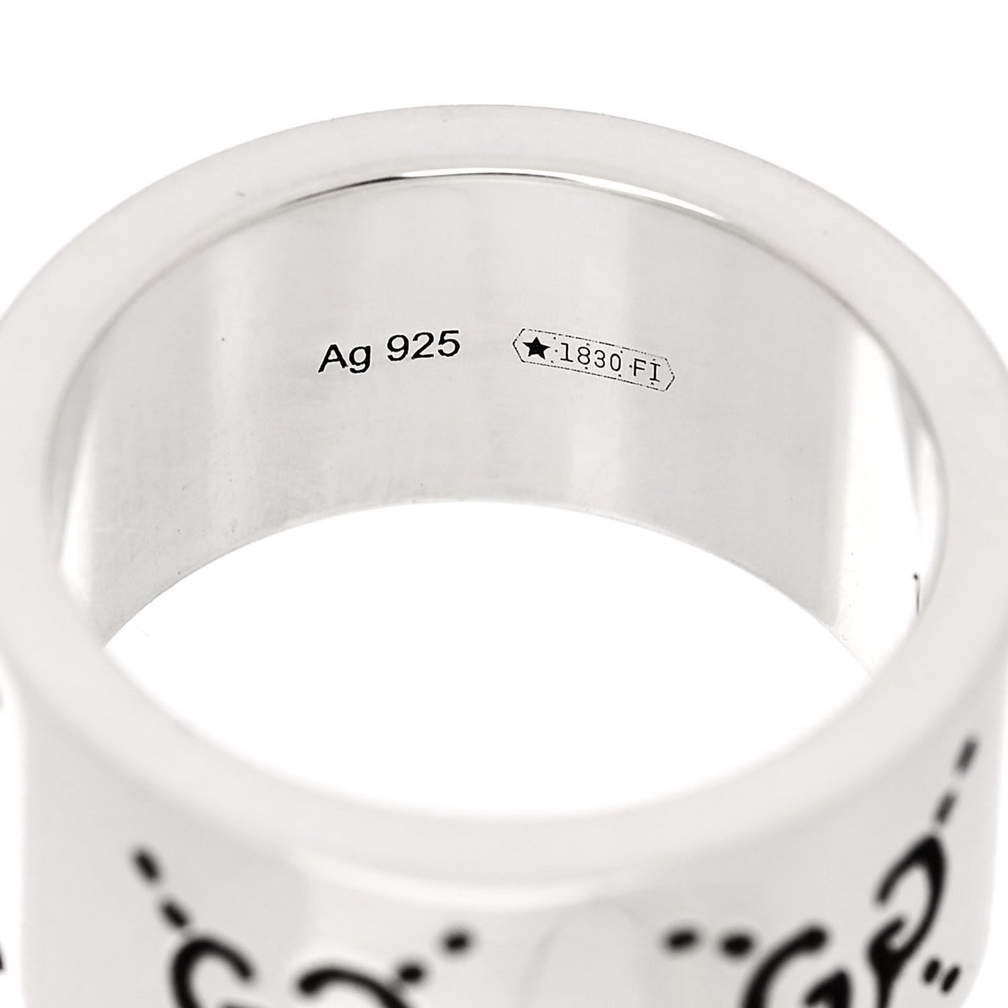 Sterling Silver GucciGhost Hamlet Skull Band Ring 50 5.5
