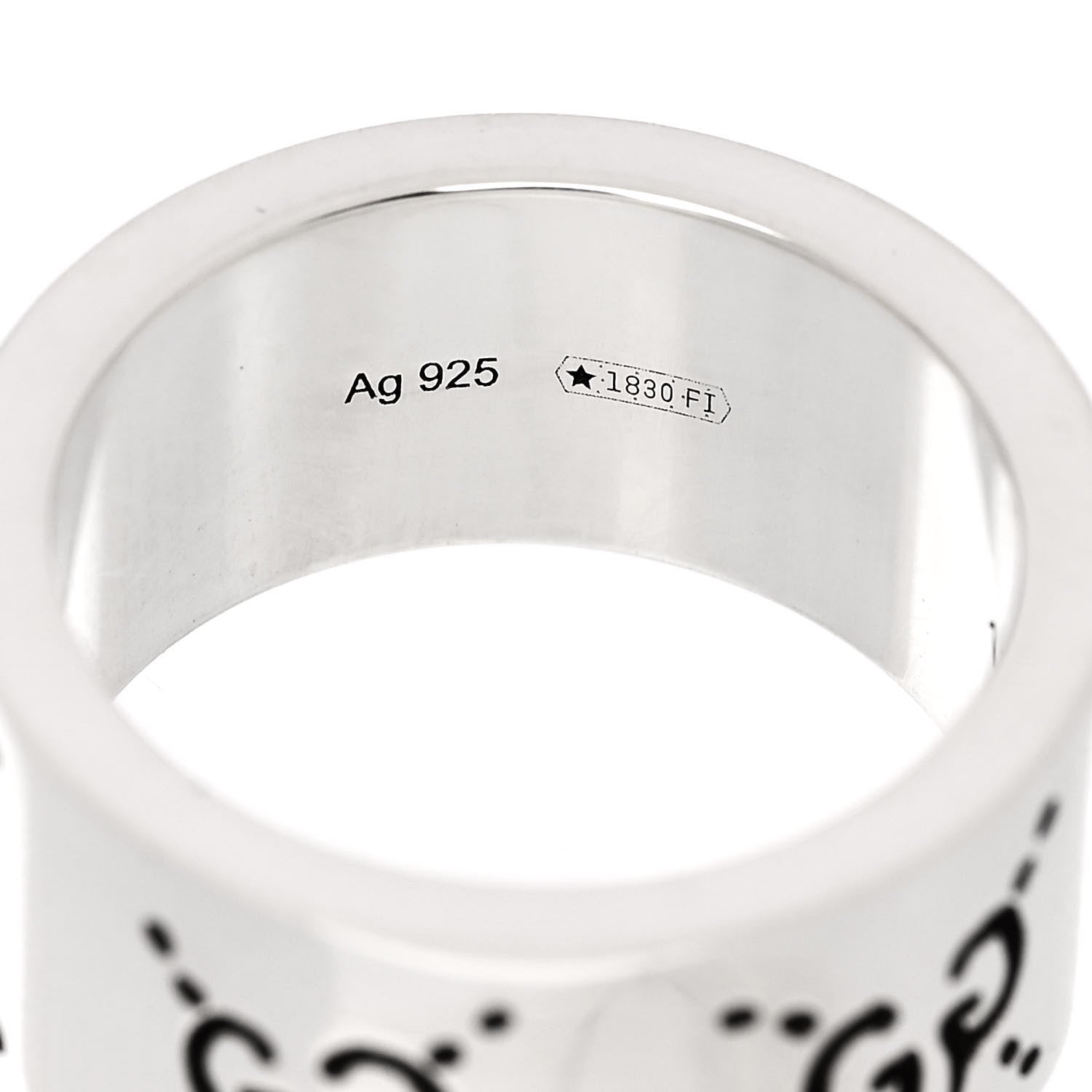 Gucci Sterling Silver GucciGhost Hamlet Skull Band Ring 50 5.5 5 of 6