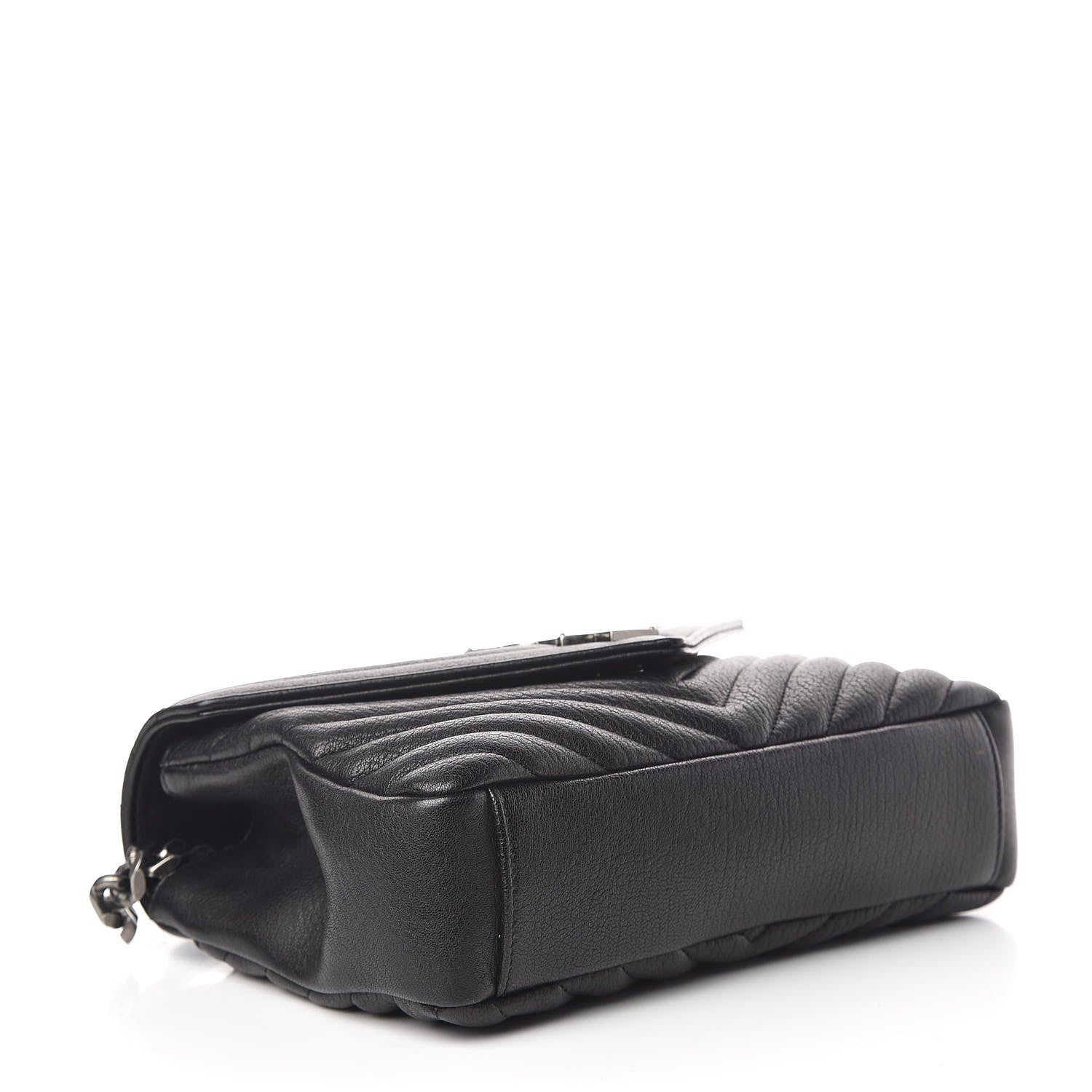 Saint Laurent Sheepskin Matelasse Chevron Monogram Medium College Bag Black 4 of 11