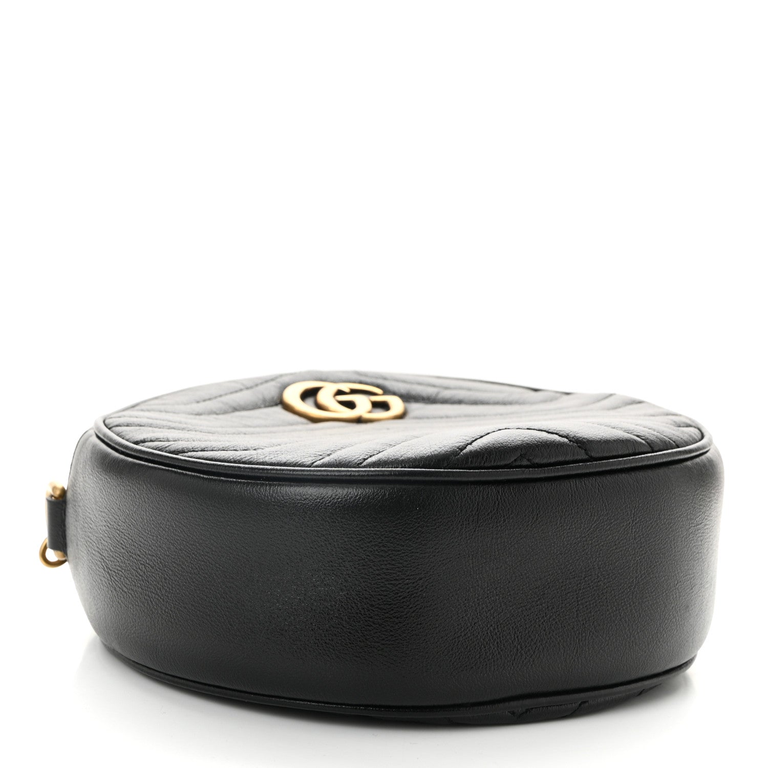 Gucci Azalea Calfskin Matelasse Heart Mini GG Marmont Round Shoulder Bag Black 4 of 10