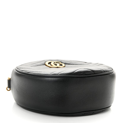 Gucci Azalea Calfskin Matelasse Heart Mini GG Marmont Round Shoulder Bag Black 4 of 10