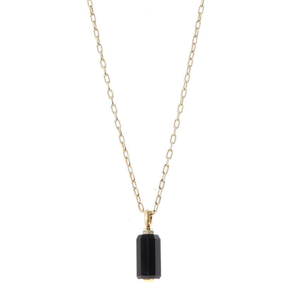 David Yurman 18K Yellow Gold Diamond Black Onyx Barrels Pendant Necklace 1 of 6