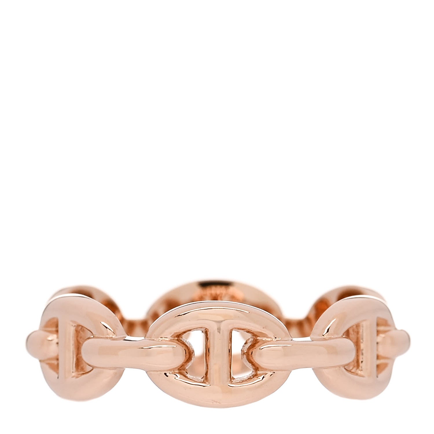 Hermes 18K Rose Gold PM Chaine d'Ancre Enchainee Ring 54 6.75 3 of 6