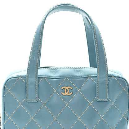 Chanel Calfskin Wild Stitch Top Handle Bag Turquoise 8 of 11