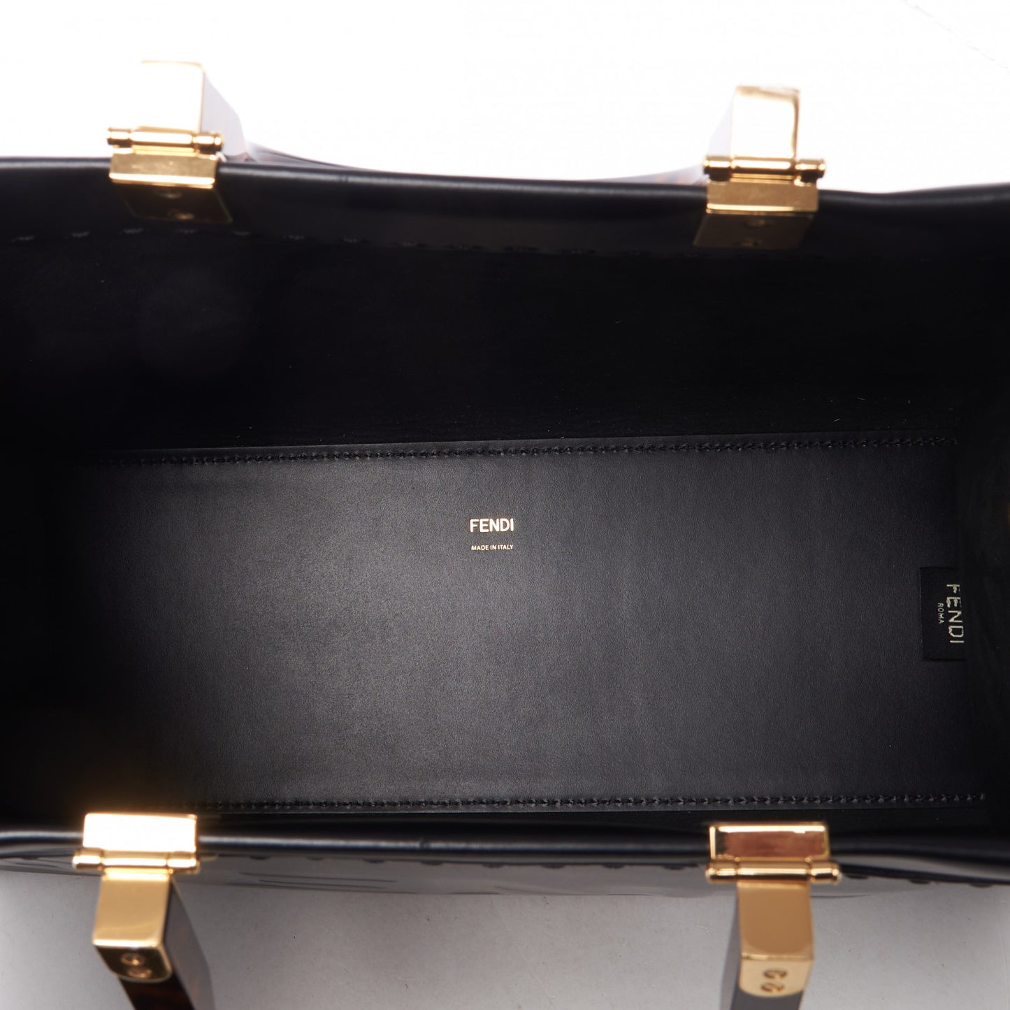 Vitello King Plexiglass Medium Fendi Sunshine Shopper Tote Black