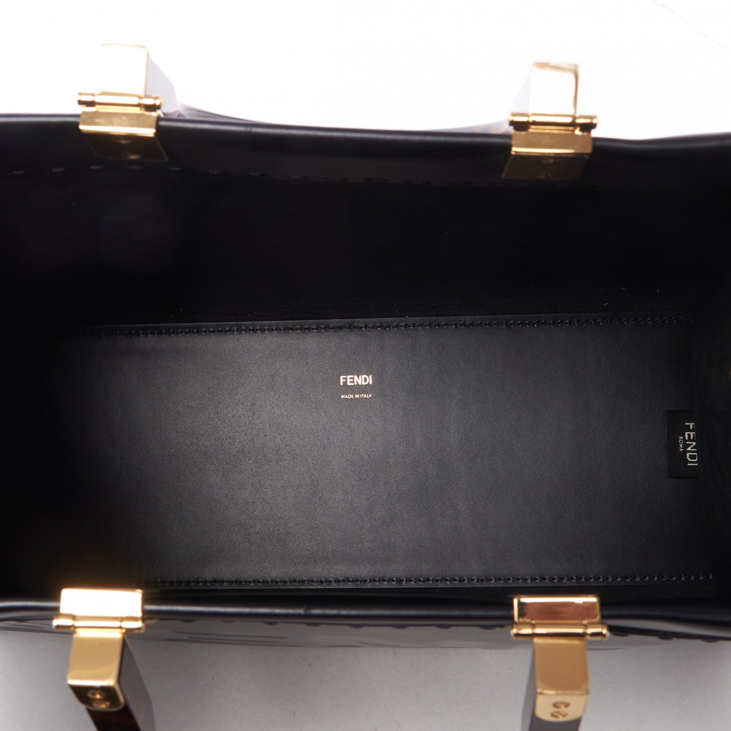 Fendi Vitello King Plexiglass Medium Fendi Sunshine Shopper Tote Black 4 of 8