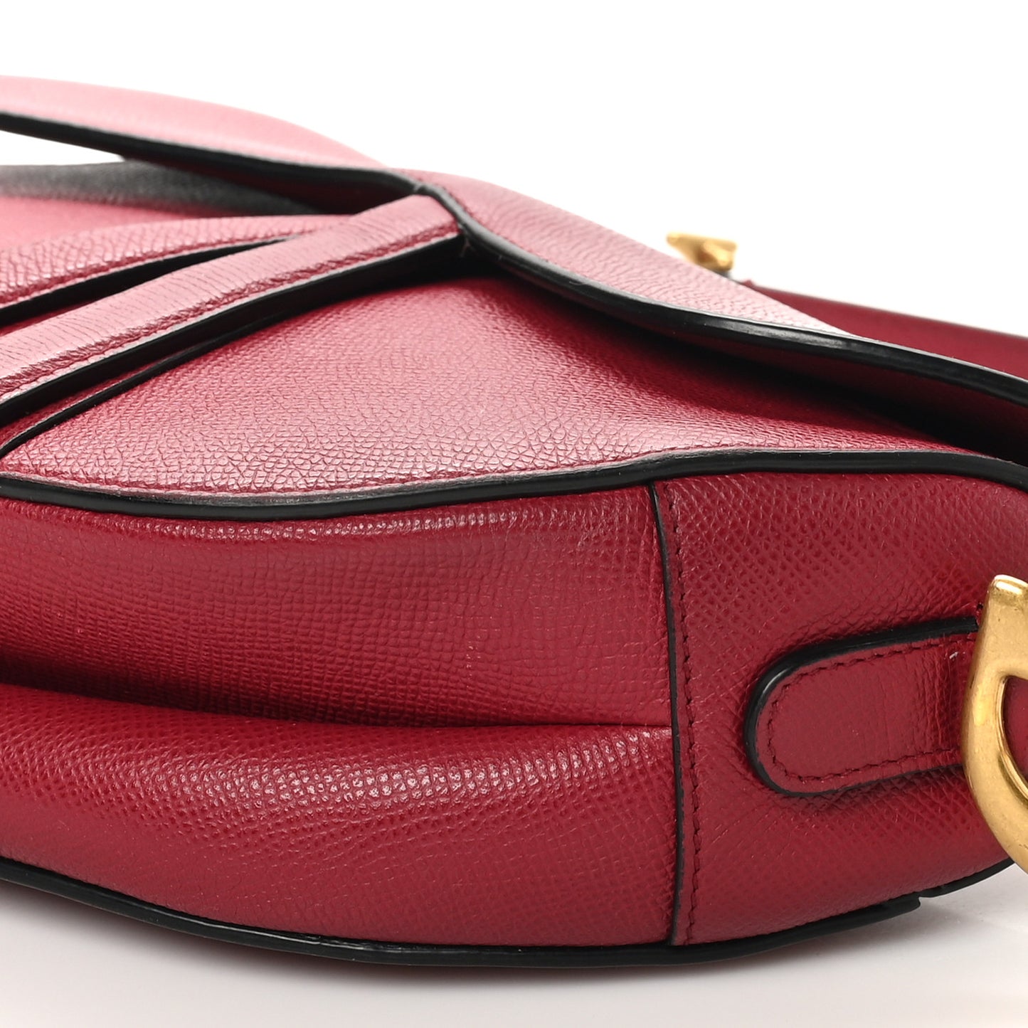 Grained Calfskin Saddle Bag Red