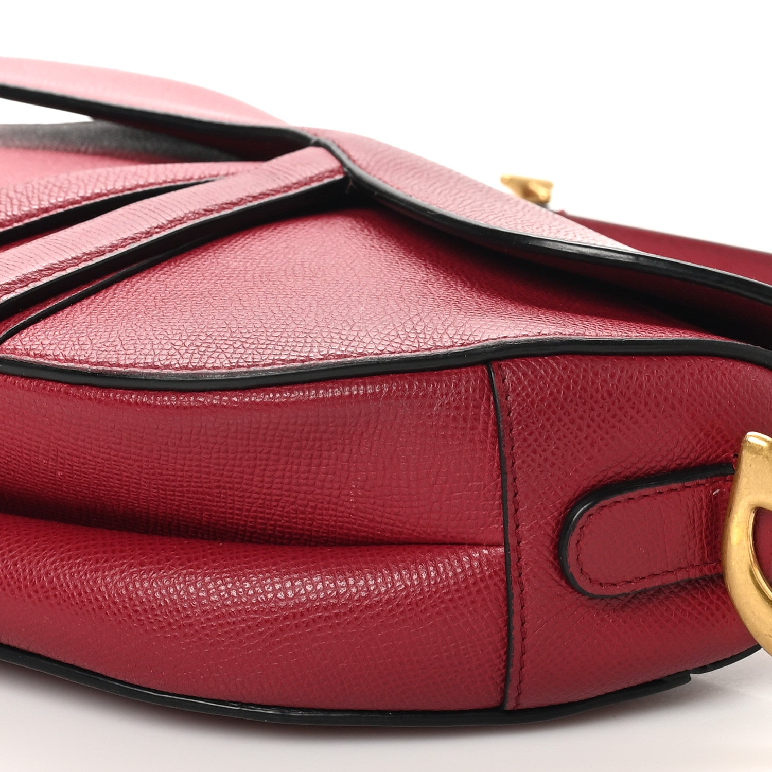Christian Dior Grained Calfskin Saddle Bag Red 10 of 12